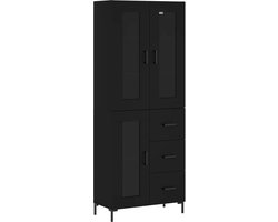 vidaXL - Hoge - kast - 69,5x34x180 - cm - bewerkt - hout - zwart