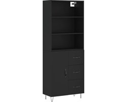 vidaXL - Hoge - kast - 69,5x34x180 - cm - bewerkt - hout - zwart