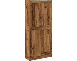 vidaXL - Hoge - kast - 82,5x30,5x185 - cm - bewerkt - hout - oud - houtkleurig