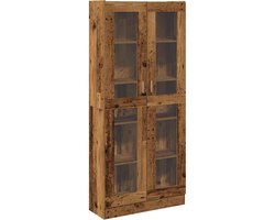 vidaXL - Hoge - kast - 82,5x30,5x185 - cm - bewerkt - hout - oud - houtkleurig