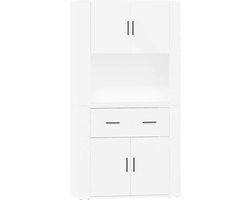 vidaXL - Hoge - kast - bewerkt - hout - wit
