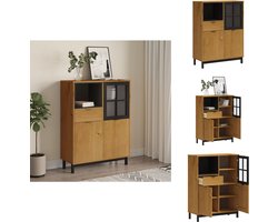 vidaXL Hoge Kast - Hoge Kasten - Dressoir - Buffetkast - Hoge kast met glazen deur FLAM 92x40x122,5 cm grenenhout