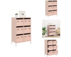 vidaXL Hoge Kast - Hoge Kasten - Hoge Planken - Boekenkast - Hoge kast 68x39x101,5 cm staal roze