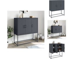 vidaXL Hoge Kast - Hoge Kasten - Hoog Dressoir - Hoge Kast Woonkamer - Hoge kast 100,5x39x107 cm staal antracietkleurig