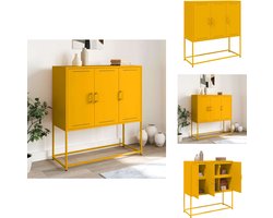vidaXL Hoge Kast - Hoge Kasten - Hoog Dressoir - Hoge Kast Woonkamer - Hoge kast 100,5x39x107 cm staal mosterdgeel