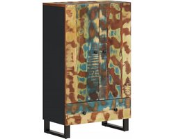 vidaXL - Hoge - kast - met - lade - 60x33x100 - cm - gerecycled - hout - en - ijzer