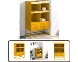 vidaXL Hoge Kast - Mosterdgeel - Staal - 68x39x111,5 cm Hoge Kast - Mustard Geel - Staalkast - Opbergkast - Livingroom Furniture