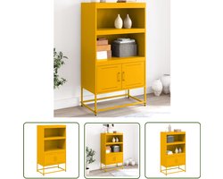 vidaXL Hoge kast - Staal - Mosterdgeel - 68,5x38,5x123,5 cm Opbergkast - Industrieel Design - Metalen Kast - Mustard Geel - Vintage Kast