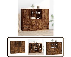 vidaXL Hoge kasten 3 st bewerkt hout gerookt eikenkleurig