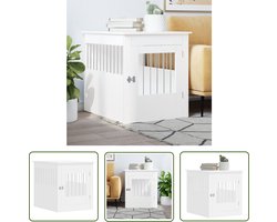 vidaXL Hondenbank - Hond Bench - Hondenbench 64,5x80x71 cm bewerkt hout wit - Houten Hondenbench - Vita Xl Hondenbench - Hondenhuis