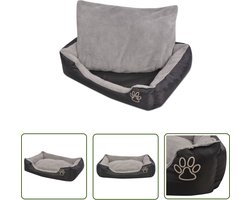 vidaXL Hondenbed - Hondennest - Hondenbed met gewatteerd kussen maat S zwart - Hondenkussentje - Klein Hondenbed - Zwarte Hondenmand