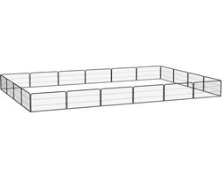 vidaXL - Hondenkennel - 20 - panelen - 100x50 - cm - gepoedercoat - staal - zwart