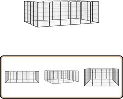 vidaXL Hondenkennel - 20 panelen - Gepoedercoat staal Hondenkennel - Buitendoggezin - Hondenverblijf - Hondenhok - Veiligheidshek