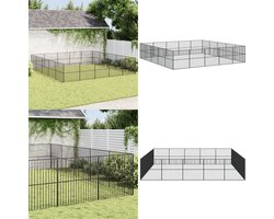 vidaXL - Hondenkennel - 20 - panelen - gepoedercoat - staal - zwart