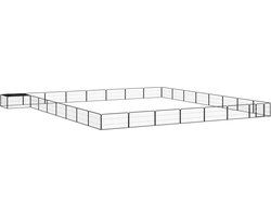 vidaXL - Hondenkennel - 32 - panelen - 100x50 - cm - gepoedercoat - staal - zwart