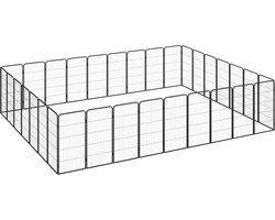 vidaXL - Hondenkennel - 32 - panelen - 50 - x - 100 - cm - gepoedercoat - staal - zwart