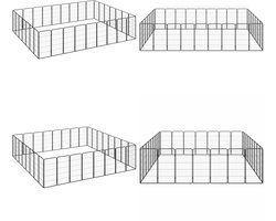 vidaXL Hondenkennel 32 panelen 50 x 100 cm gepoedercoat staal zwart - Hondenren - Hondenrennen - Dierenren - Hondenkennel
