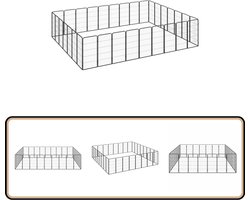 vidaXL Hondenkennel - 32 panelen gepoedercoat staal Hondenkennel - Staalkabel - Buitenspeelplaats - Hondenverblijf - Veiligheidshek