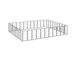 vidaXL - Hondenkennel - 40 - panelen - 50 - x - 100 - cm - gepoedercoat - staal - zwart