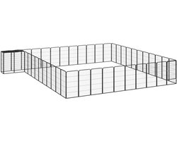 vidaXL - Hondenkennel - 46 - panelen - 50x100 - cm - gepoedercoat - staal - zwart