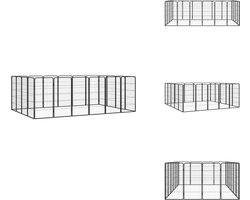 vidaXL Hondenren - Hondenrennen - Dierenren - Hondenkennel - Hondenkennel 20 panelen 50 x 100 cm gepoedercoat staal zwart