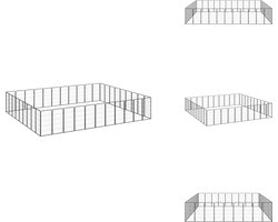 vidaXL Hondenren - Hondenrennen - Dierenren - Hondenkennel - Hondenkennel 40 panelen 50 x 100 cm gepoedercoat staal zwart