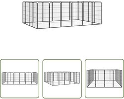 vidaXL Hondenverblijf - Hondenenkel - Hondenkennel 20 panelen 50 x 100 cm gepoedercoat staal zwart - Buitendogshelter - Staalkennels - Zwarte Hondenkennel