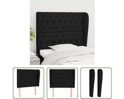 vidaXL Hoofd Bord - Klassieke Hoofdbord - Hoofdbord met randen 103x23x118/128 cm stof zwart - Zwarte Stoffen Hoofdbord - Hoofdbord Met Oren - Adjustable Hoofdbord