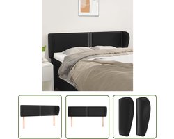 vidaXL Hoofd Bord - Klassieke Hoofdbord - Hoofdbord met randen 147x23x78/88 cm kunstleer zwart - Hoofdkussen - Leder Look - Zwarte Hoofdbord