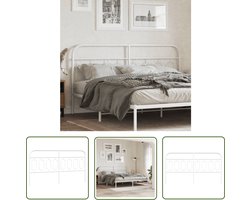 vidaXL Hoofdbed - Hoofdbord - Hoofdbord 160 cm metaal wit - Staal Hoofdbord - Wit Hoofdbord - Beddecoratie