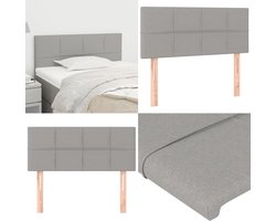 vidaXL Hoofdbord 100 x 5 x 78/88 cm stof lichtgrijs - Hoofdbord - Hoofdborden - Hoofdeinde - Houten Hoofdbord