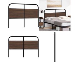 vidaXL - Hoofdbord - 140 - cm - bewerkt - hout - en - staal - bruin - eikenkleurig