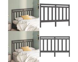 vidaXL Hoofdbord 146x4x100 cm massief grenenhout grijs - Hoofdbord - Hoofdborden - Hoofdeinde - Houten Hoofdbord