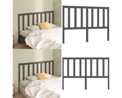 vidaXL Hoofdbord 146x4x100 cm massief grenenhout grijs - Hoofdbord - Hoofdborden - Hoofdeinde - Houten Hoofdbord
