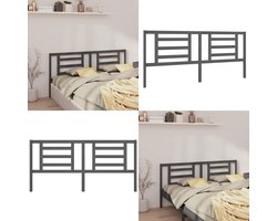 vidaXL Hoofdbord 206x4x100 cm massief grenenhout grijs - Hoofdbord - Hoofdborden - Hoofdeinde - Houten Hoofdbord