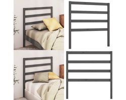 vidaXL Hoofdbord 81x4x100 cm massief grenenhout grijs - Hoofdbord - Hoofdborden - Hoofdeinde - Houten Hoofdbord