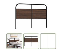 vidaXL Hoofdbord Bed - Hoofd Bord - Hoofdbord 140 cm bewerkt hout en staal bruin eikenkleurig - Houten Hoofdbord - Staal Hoofdbord - Bruine Eiken Meubels