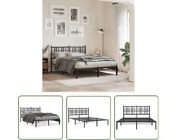 vidaXL Hoofdbord - Bedframe - Bedframe met hoofdbord metaal zwart 120x190 cm - Staal - Zwart - Bed