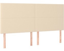 vidaXL - Hoofdbord - crème - 180x5x118/128 - cm - stof