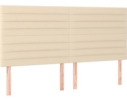 vidaXL - Hoofdbord - crème - 180x5x118/128 - cm - stof