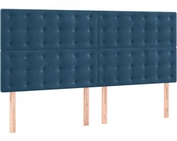 vidaXL - Hoofdbord - donkerblauw - 180x5x118/128 - cm - fluweel