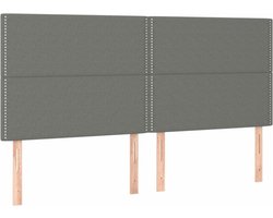 vidaXL - Hoofdbord - donkergrijs - 180x5x118/128 - cm - Stof