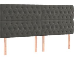 vidaXL - Hoofdbord - donkergrijs - 180x7x118/128 - cm - Fluweel