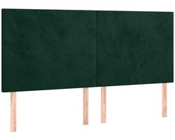 vidaXL - Hoofdbord - donkergroen - 160x5x118/128 - cm - fluweel