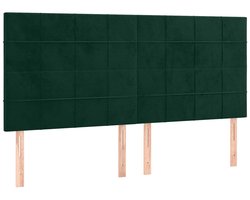 vidaXL - Hoofdbord - donkergroen - 160x5x118/128 - cm - fluweel