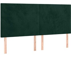 vidaXL - Hoofdbord - donkergroen - 180x5x118/128 - cm - fluweel