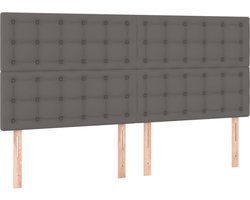 vidaXL - Hoofdbord - grijs - 160x5x118/128 - cm - kunstleer