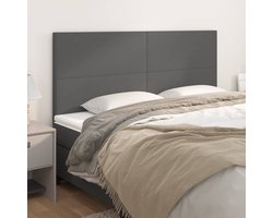 vidaXL - Hoofdbord - grijs - 180x5x118/128 - cm - kunstleer