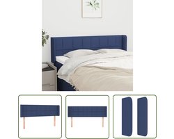 vidaXL Hoofdbord - Hoofd Bord - Hoofdbord met randen 147x16x78/88 cm stof blauw - Beddecoratie - Slaapkamers - Blauwe Kamer
