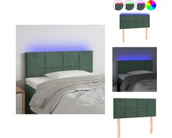 vidaXL Hoofdbord - Hoofdborden - Hoofdeinde - Houten Hoofdbord - Hoofdbord LED 100x5x78/88 cm fluweel donkergroen